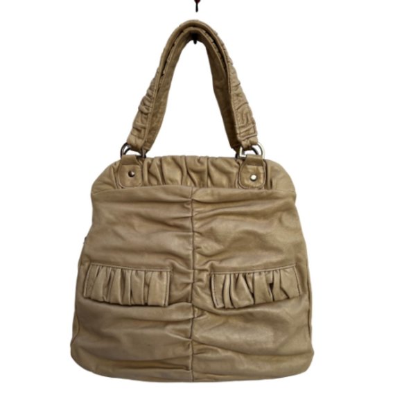 Jacqueline Jarrot Women's Beige Leather Arm Strap Tote Handbag Silver Hardware - Picture 1 of 11